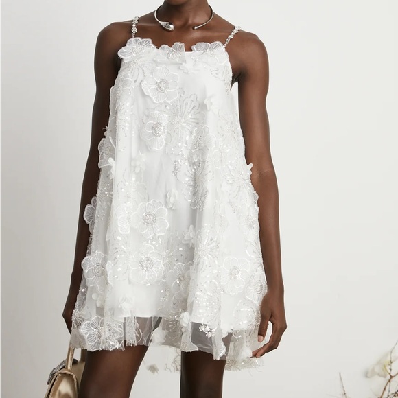Miss Rosier Dresses & Skirts - Miss Rosier Suzette crystal-embellished floral mini dress